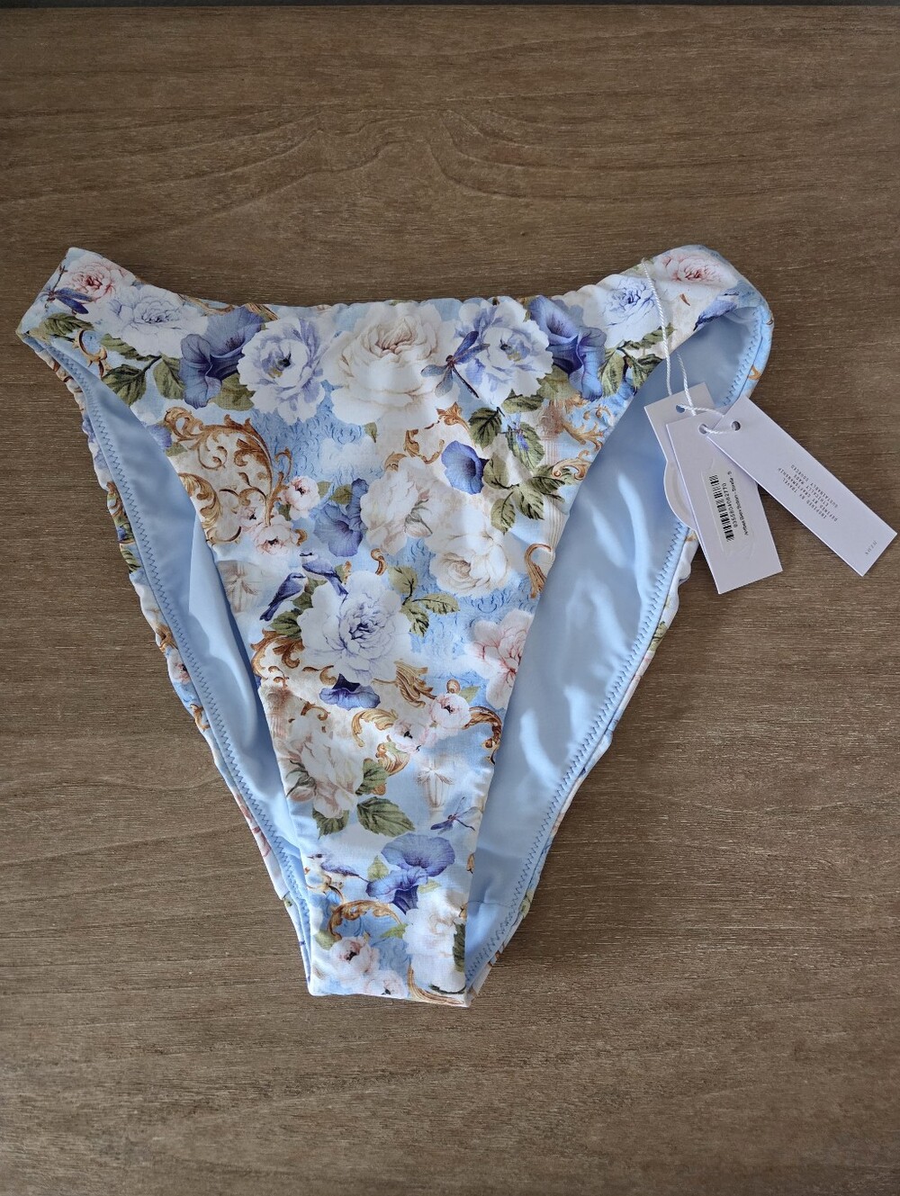 NWT Bydee Antibes Bikini Bottom Sorella S Blue Floral High Waist